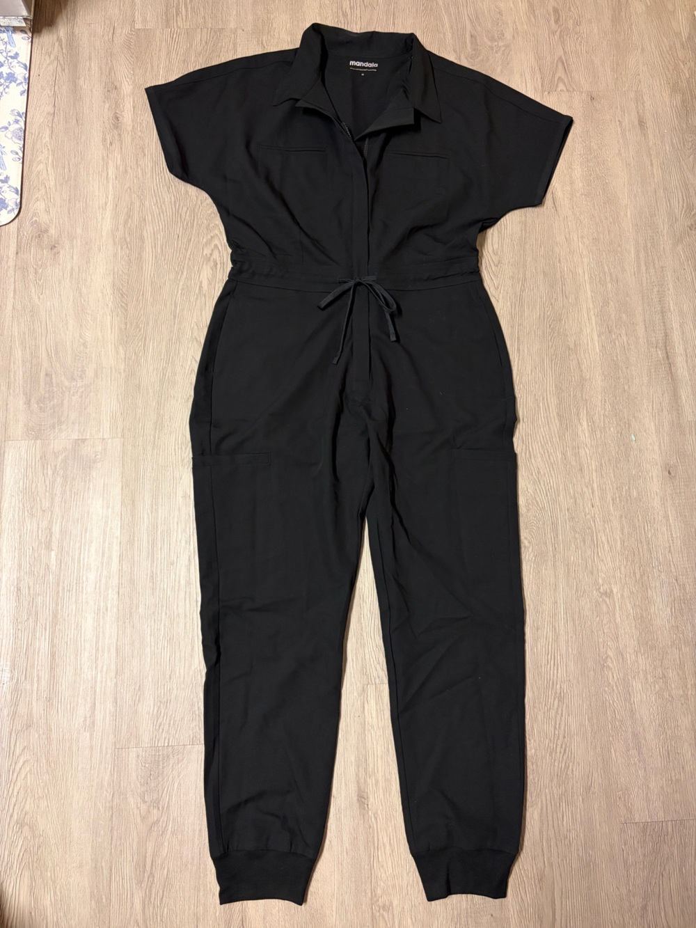 Mandala Never Worn Black Drawstring Scrubs Jumpsuit